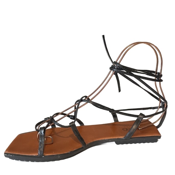 Vintage 90s BCBG Maxazria Wrap Around Black Sandals Sz 9 - Picture 7 of 10